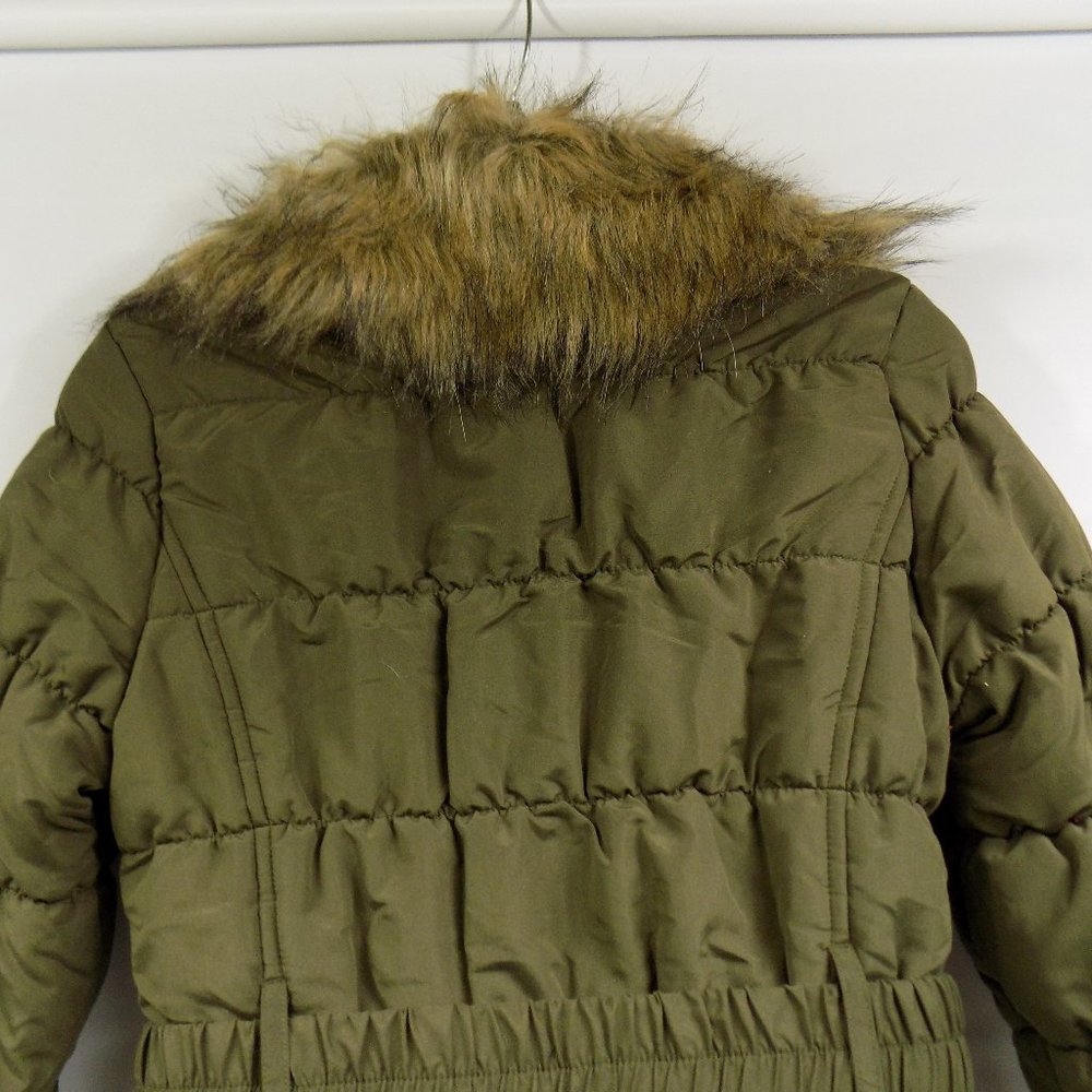 C'Esttoi Chico Belted Puffer Coat Fur Collar Olive Green NEW WITHOUT TAGS - Picture 8 of 10